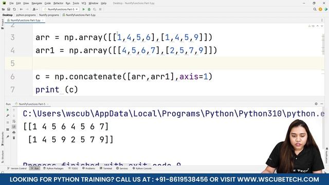 Create Numpy Arrays Using Numpy Function (repeat, concatenate, vstack, r_ keyword, and hstack) смотреть онлайн