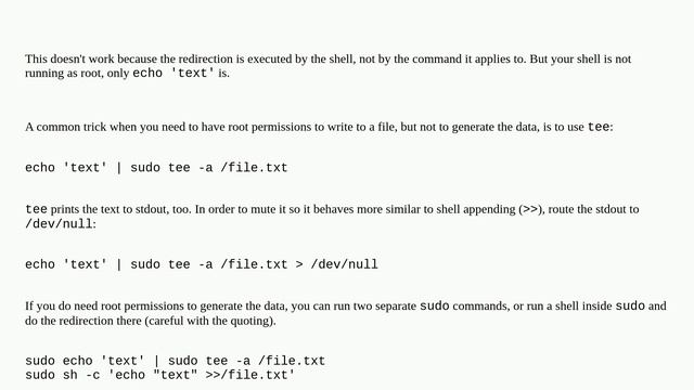 Unix: How to insert text into a root-owned file using sudo? смотреть онлайн