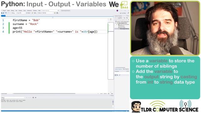 Python Tutorial For Beginners - Lesson 1 - Output, Variables and Inputs смотреть онлайн