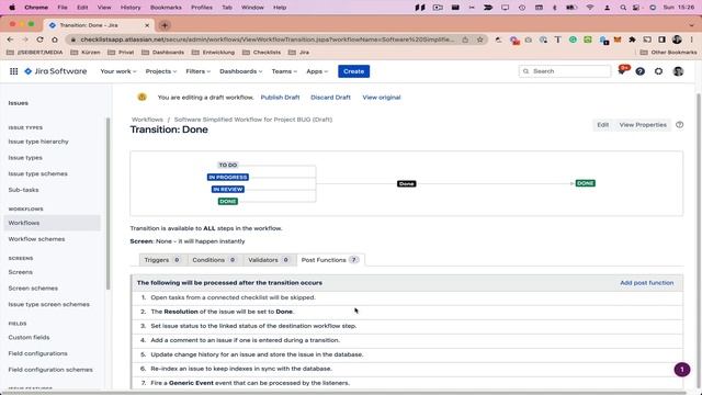 Post Functions in Atlassian Jira Cloud for Checklists Task Transition смотреть онлайн