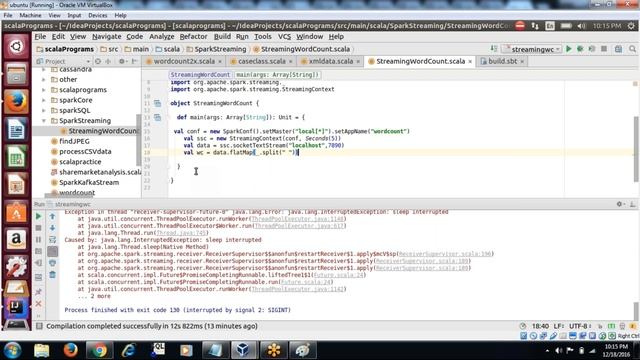 Spark Streaming wordcount program | Intellij смотреть онлайн