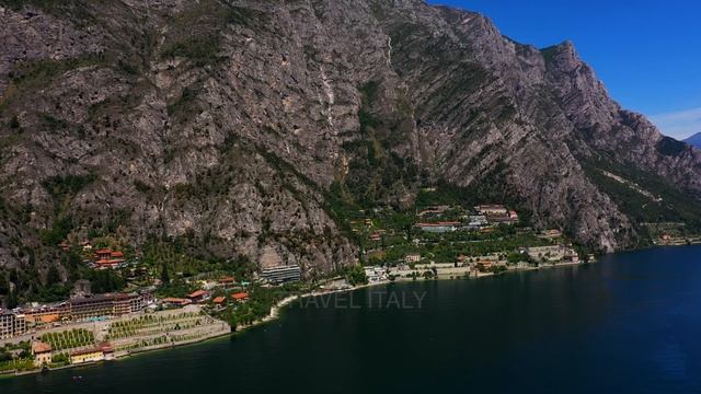 Lake Garda, Italy. City Limone Sul Garda - Travel Video. Aerial drone 4K video смотреть онлайн