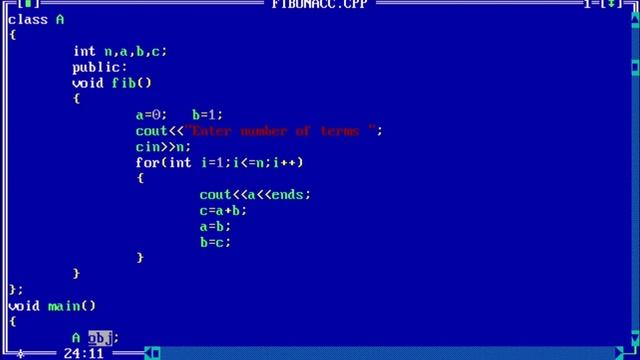 C++ program to print Fibonacci Series using Class | Fibonacci Series Program in C++ using for loop смотреть онлайн