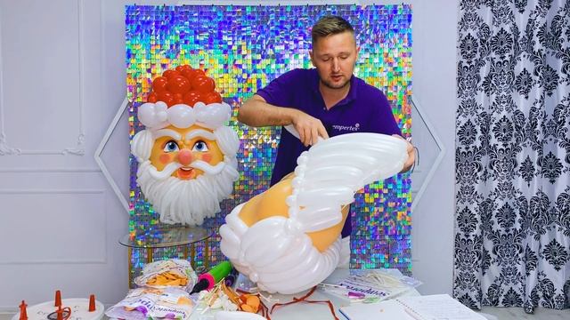 Урок 27. Голова Деда Мороза от художника по воздушным шарам Сергея Шевченко смотреть онлайн