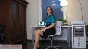Woman Wearing Stockings In Office - Office Outfit With Nylon Stockings Part I