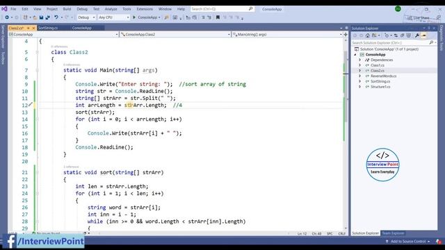 Program to sort array of string || sort string based on length in C# || Interview Point смотреть онлайн