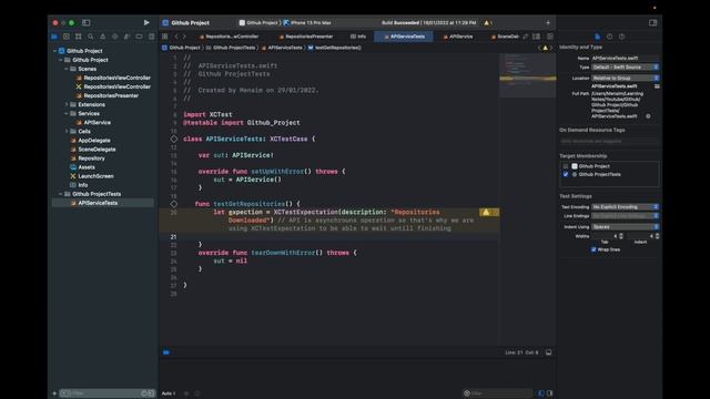 Implement Unit Testing on API Service in Github Project - Swift смотреть онлайн