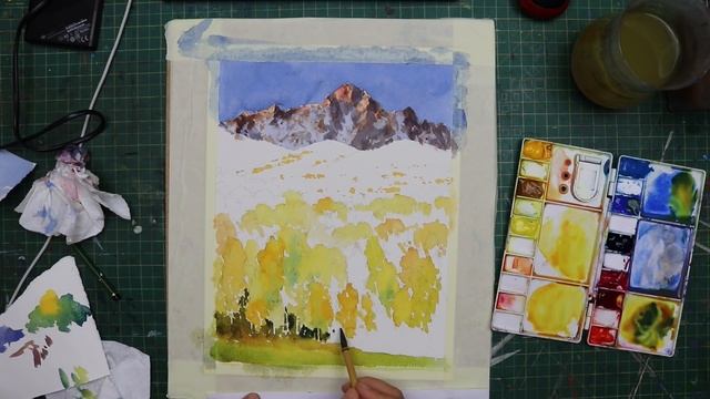 Mountain Fall - Watercolour Demonstration - Paint Sunlit Mountains смотреть онлайн