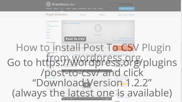 Post to CSV WordPress Plugin - Installation Tutorial смотреть онлайн