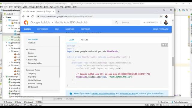 Android RecyclerView with AdMob Banner Ads смотреть онлайн