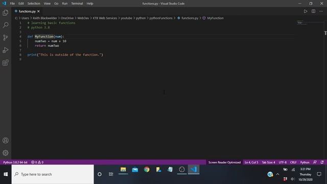 Episode #55: Looking at a Basic Function in Python 3 using VS Code and JAWS 2020 Screen Reader смотреть онлайн