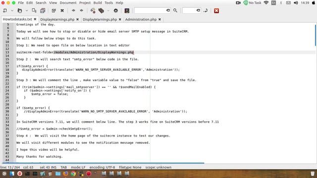 SuiteCRM How to stop or disable or hide email server SMTP setup message смотреть онлайн