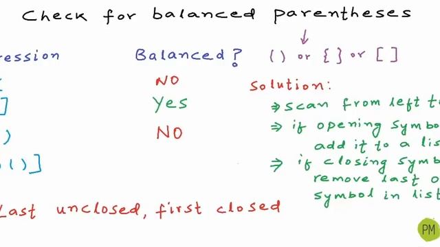 DS-18: Check for balanced parentheses using stack смотреть онлайн