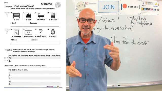 #379 At Home - worksheet | Mark Kulek ESL LiveStream Lesson - Learn English смотреть онлайн