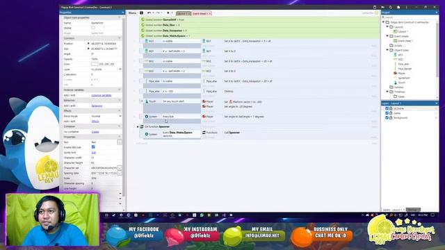 Membuat Game Flappy Bird Construct 3 Pemula (LENGKAP + PENJELASAN) Part 2.1 смотреть онлайн