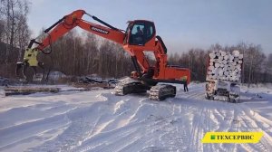 Лесопогрузчик на базе экскаватора Doosan в работе!