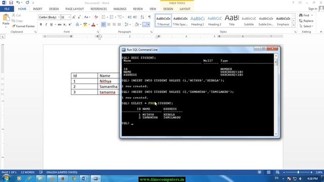 Oracle In Telugu CREATE, INSERT and SELECT commands Part 8 смотреть онлайн