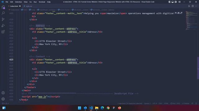 HTML-CSS Tutorial Lesson 130: Coding Footer (Website #2 part-15) смотреть онлайн