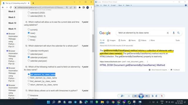NPTEL The Joy of Computing using Python week 11 quiz assignment answers with proof of each answer смотреть онлайн