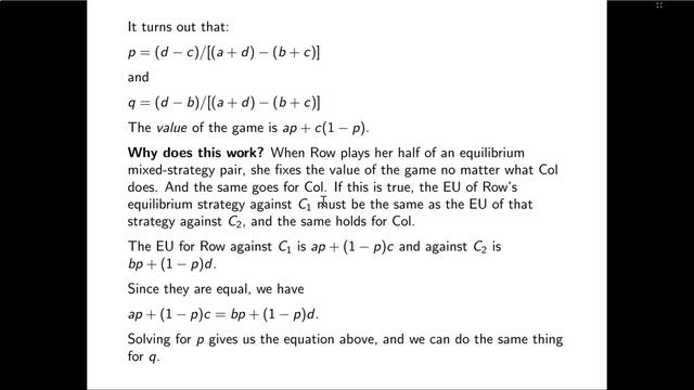 Shortcut for Mixed Strategy Nash Equilibria of 2x2 Games смотреть онлайн