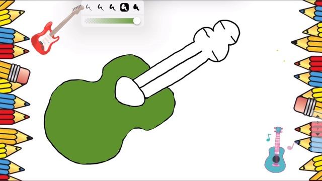How to draw guitar ??| как нарисовать гитару | Bolalar uchun gitara смотреть онлайн