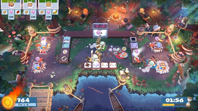Overcooked 2 Campfire Cook Off Level 2-3 Playthrough 4 stars 4 Player Co-op! Enjoy!
