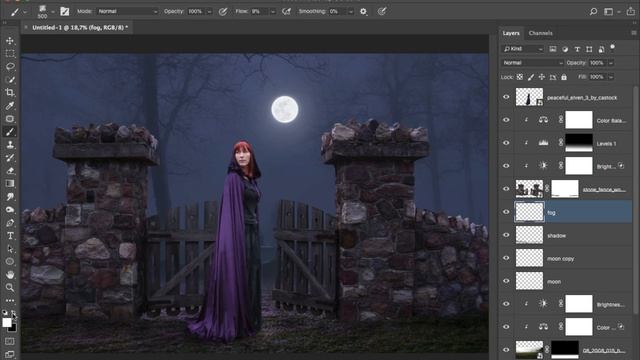 Create a Night Cemetery Gate Photo Manipulation - Photoshop смотреть онлайн
