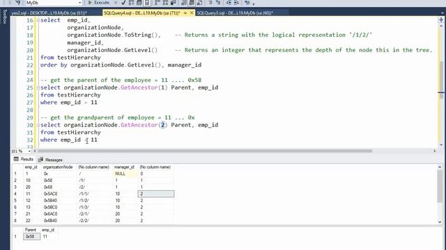 How to use HierarchyID data type in SQL Server 2019 using real world example смотреть онлайн