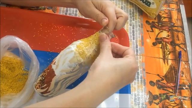 DIY. Декупаж бутылки - Сафари. Для неё и для него. Декор. Шпаклёвка, трафарет, песок. смотреть онлайн