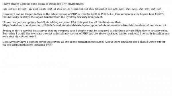 Ubuntu: Custom install of PHP