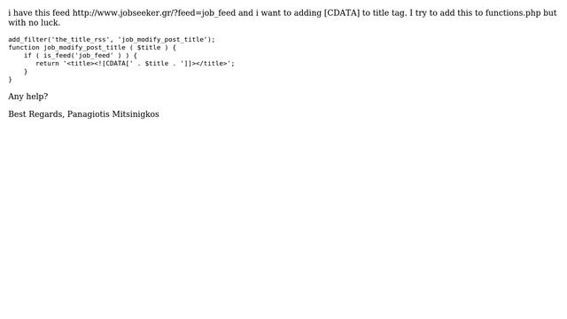 Wordpress: WordPress Add [cdata] to title tag in rss feed смотреть онлайн