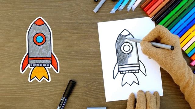 Хэй Хэй Школа РАКЕТА Как нарисовать красивую космическую ракету Урок рисования Рисование для детей