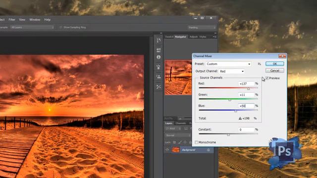 Mudando coloração da imagem com Channel Mixer Photoshop CS6 смотреть онлайн