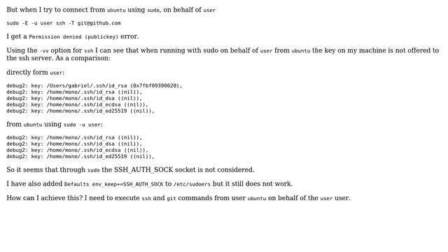 DevOps & SysAdmins: How to pass the SSH_AUTH_SOCK through sudo (Permission denied (publickey).)? смотреть онлайн