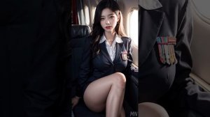 [4k] AI Art - Mini Skirt Lookbook -  Your Stewardess Girlfriend prepares you for the flight ~