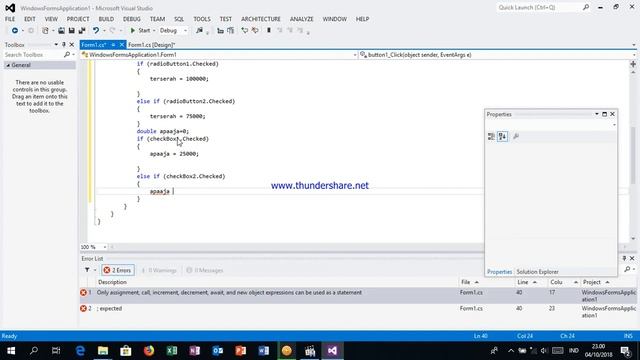 Visual studio: menambah data angka radiobutton dan chek box dan dijumlahkan смотреть онлайн
