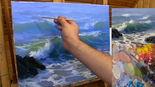 Живопись маслом прозрачная волна +79857776200