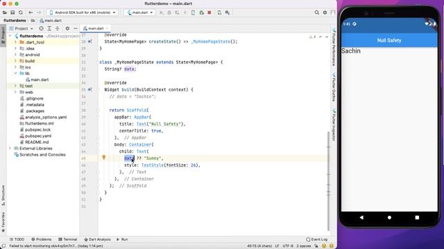 Flutter null check operator used on a null value. null aware operator ??. смотреть онлайн