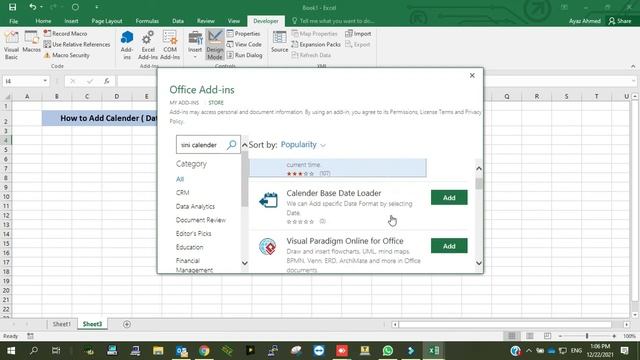 How to Add Calendar in Excel | How to add Calendar / Date Picker in Excel | date picker to an Excel смотреть онлайн