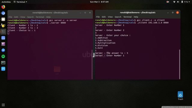 TCP/IP Client Server Calc Written In C.