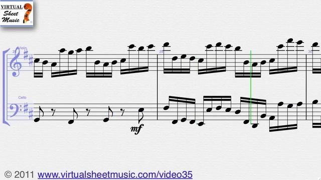 Johann Pachelbel's, Canon in D, Violin and Cello sheet music - Video Score смотреть онлайн