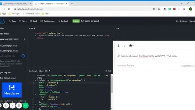 Custom Drop-down in Froala Editor V3 - JSFiddle смотреть онлайн