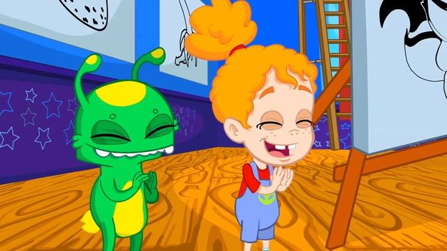 This is the way Song - Brush your teeth right with Groovy The Martian Nursery Rhymes for children смотреть онлайн