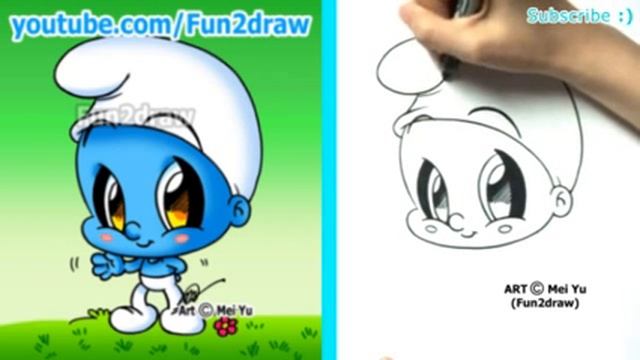 How to Draw Cartoons - Smurf + Funny Extra Drawing - Cute Art Fun2draw Chibi | Online Art Lessons смотреть онлайн