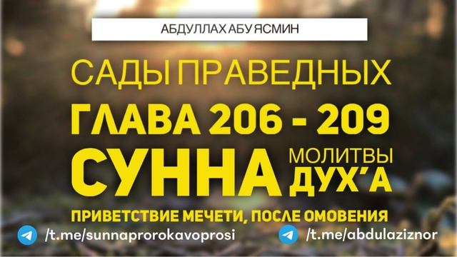 Абдуллах Абу Ясмин: Сады Праведных: Глава 206 - 209 Сунна молитва Дух’а / Приветствие после омовени смотреть онлайн