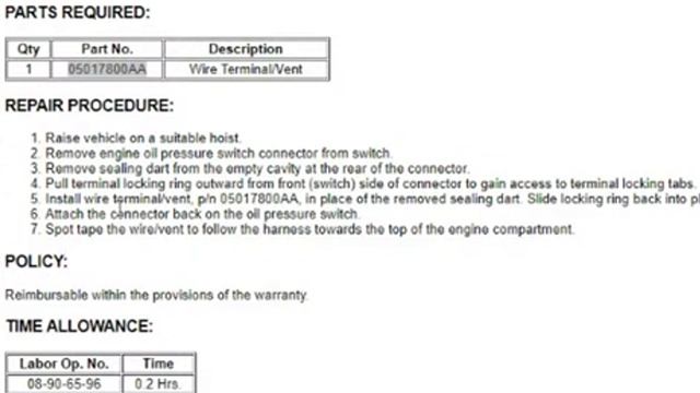 The Oil Light Flickering TSB 08-36-99 that was put out in 1999 for the 2.7L . This apply to any car смотреть онлайн