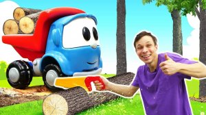 Грузовичок Лёва и Чудо машинки строят мост! - Весёлые игры гонки. Детские мультики про машинки