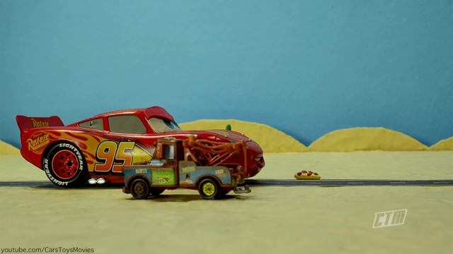 Lightning Strikes McQueen Vs Storm Race To Finish Line Play-Doh Stop Motion Cars Toys Movies Kids
