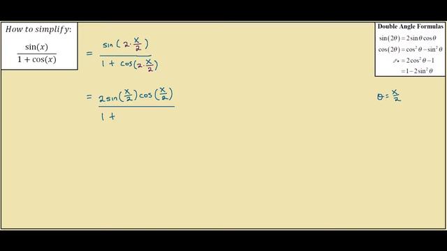How To Simplify Sinx/(1+cosx)