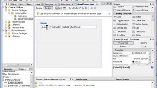NetBeans GUI Builder (Codenamed Matisse) swings, JFC - java tutorial video 17